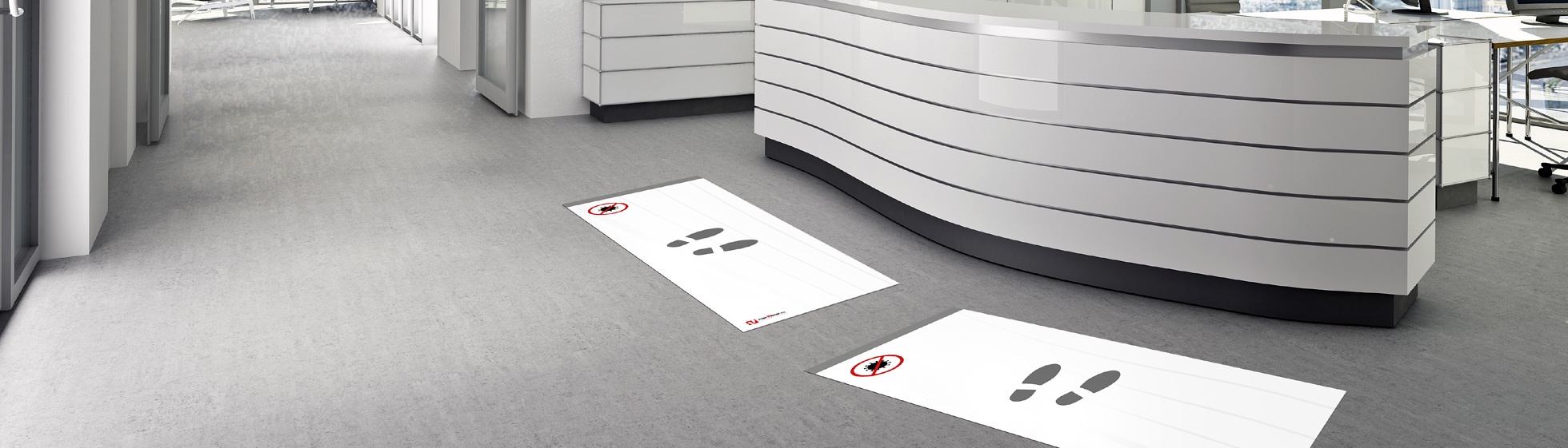 Bodenaufkleber und Abstandsmarkierungen von Feet2Meet